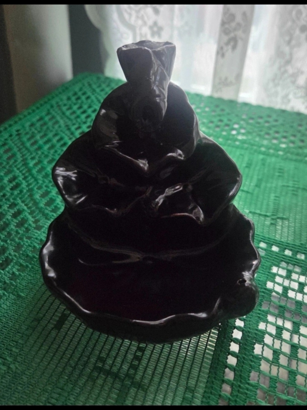 Inscents waterfall incense burner with two unopened bags of cones and one open